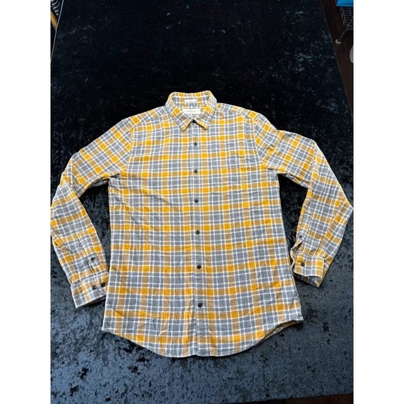 Hawker Rye Other - Hawker Rye Men's L Tall Slim Fit Stretch Flannel Shirt Gray Mustard Plaid